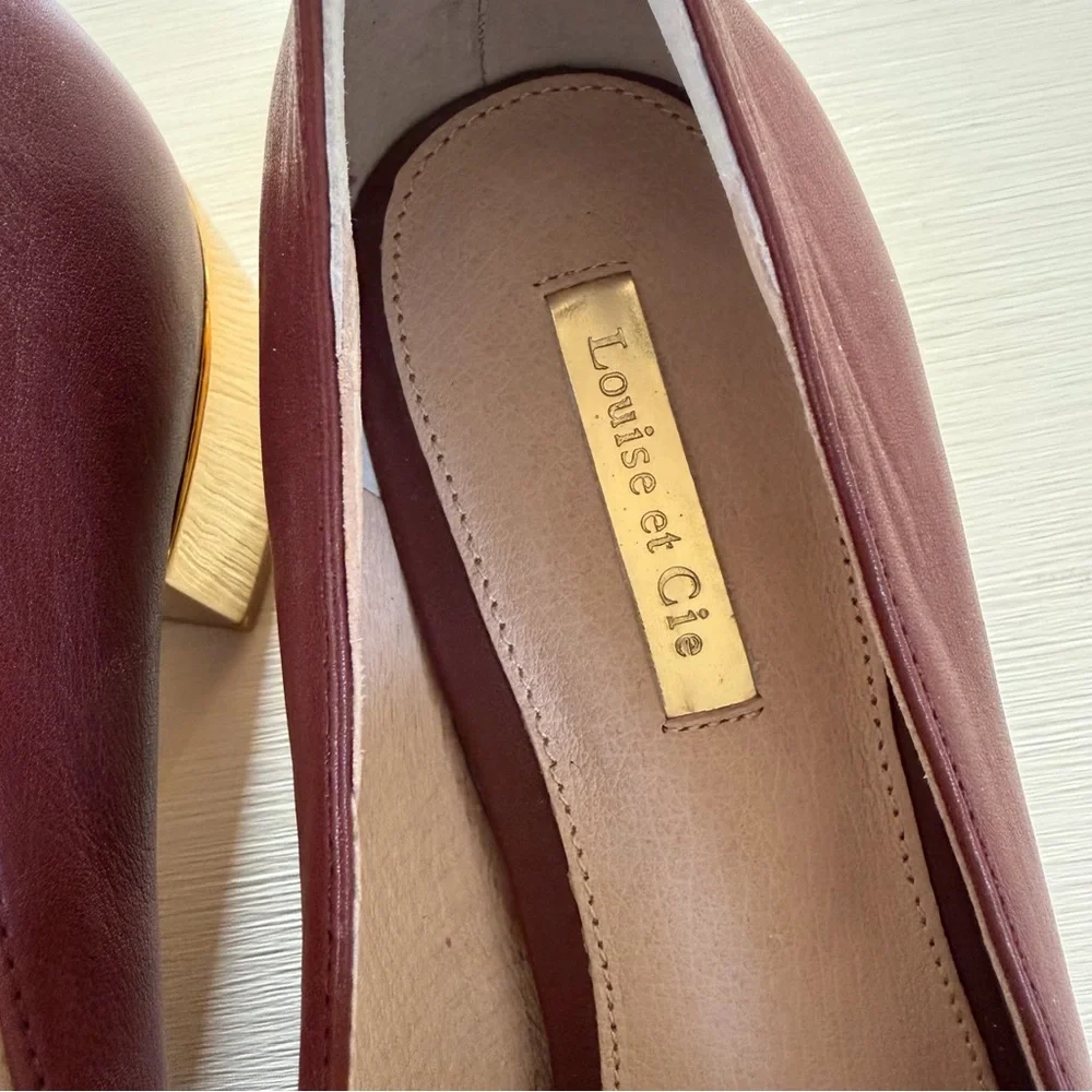 Louise et Cie Snakeskin Leather‎ Block Heel Loafers Size 9 Burgundy Brown